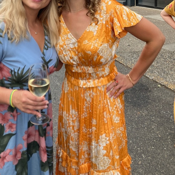 Current Air Los Angeles Sereia Midi Dress - Marigold with floral print - Picture 7 of 7